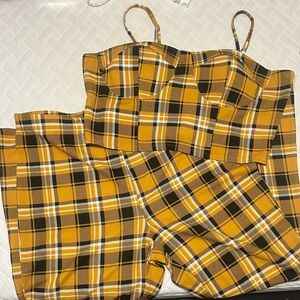 Yellow Plaid Two-Piece Set